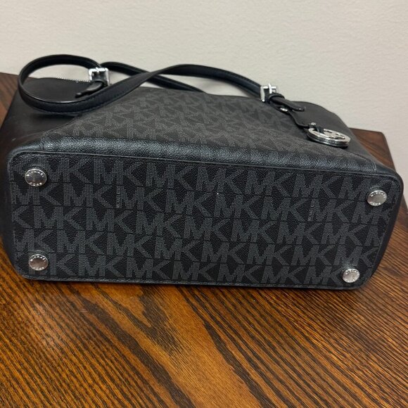 Michael Kors "Charlotte" Large Top-Zip Tote – Black Logo & Leather – Gently Used - Picture 5 of 7